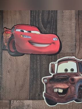 New Disney Store Pixar Open Road Tin Cars Metal Signs Mater &  Lighning McQueen